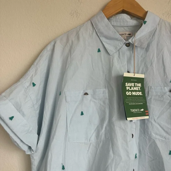 NWT Toad & Co Indigo Wells Tree Embroidered Short Sleeve Shirt - Picture 4 of 9